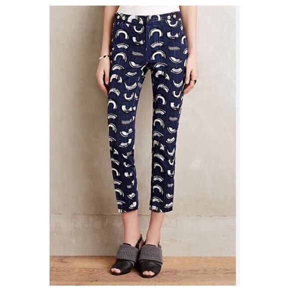 Anthropologie Pants Women's 4 Cartonnier Navy Charlie Trousers Straight Leg - Picture 1 of 9